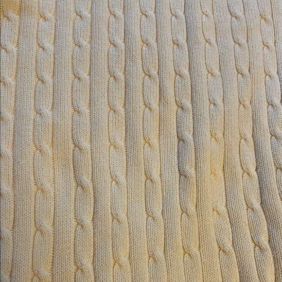 Lord & Taylor 100% Cotton Cable Knit Sweater Yellow Large Preppy EUC Made in UK - Picture 7 of 7